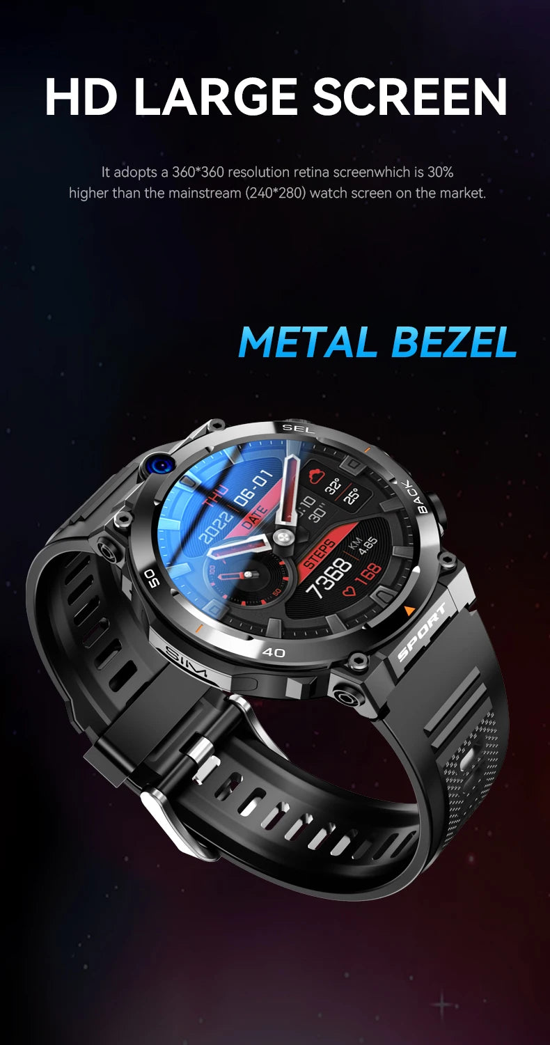 GPS Navigation 4G Android Smart Watch IP67 Waterproof Silica Gel Band NFC Touch Screen IPS Display up to 4 Days Battery Life