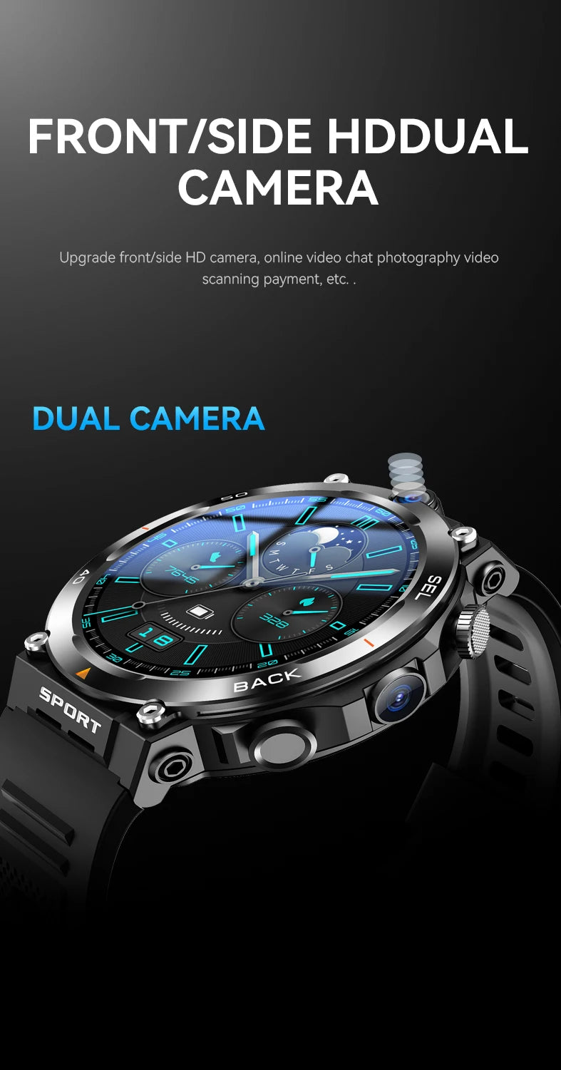 GPS Navigation 4G Android Smart Watch IP67 Waterproof Silica Gel Band NFC Touch Screen IPS Display up to 4 Days Battery Life