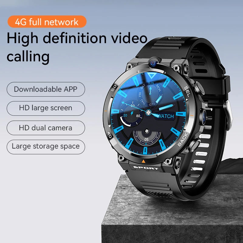 GPS Navigation 4G Android Smart Watch IP67 Waterproof Silica Gel Band NFC Touch Screen IPS Display up to 4 Days Battery Life