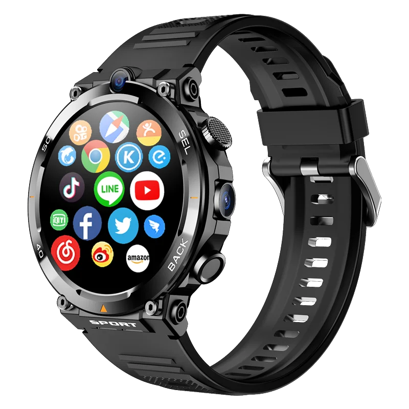 GPS Navigation 4G Android Smart Watch IP67 Waterproof Silica Gel Band NFC Touch Screen IPS Display up to 4 Days Battery Life
