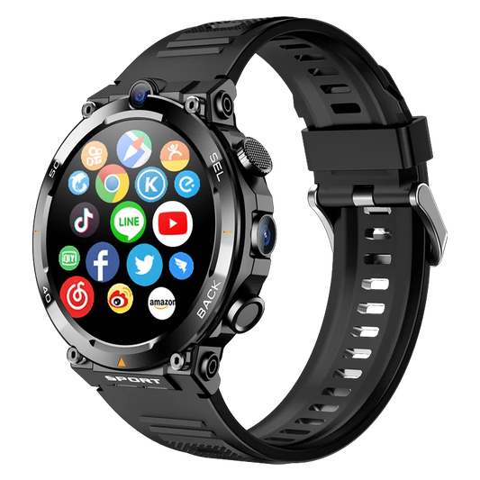 GPS Navigation 4G Android Smart Watch IP67 Waterproof Silica Gel Band NFC Touch Screen IPS Display up to 4 Days Battery Life